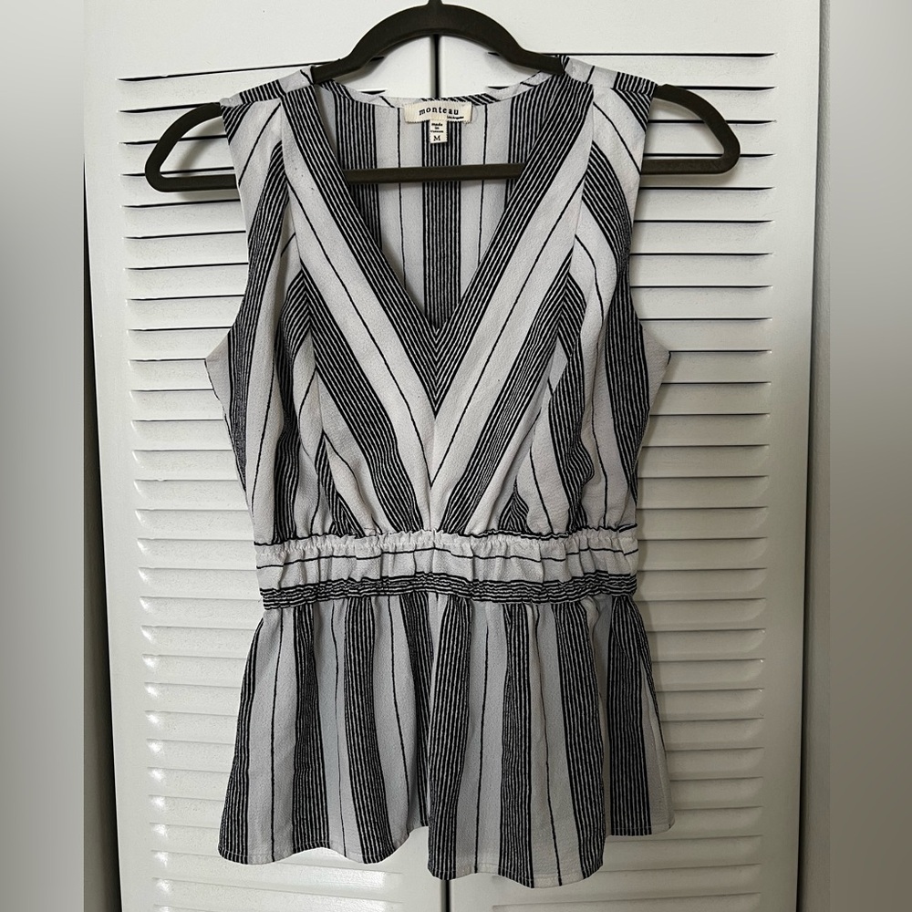 Business casual top by Monteau Los Angeles - Black & White - Medium